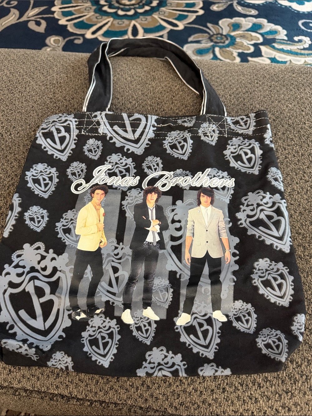 Jonas Brothers Black Graphic canvas 
Tote Bag